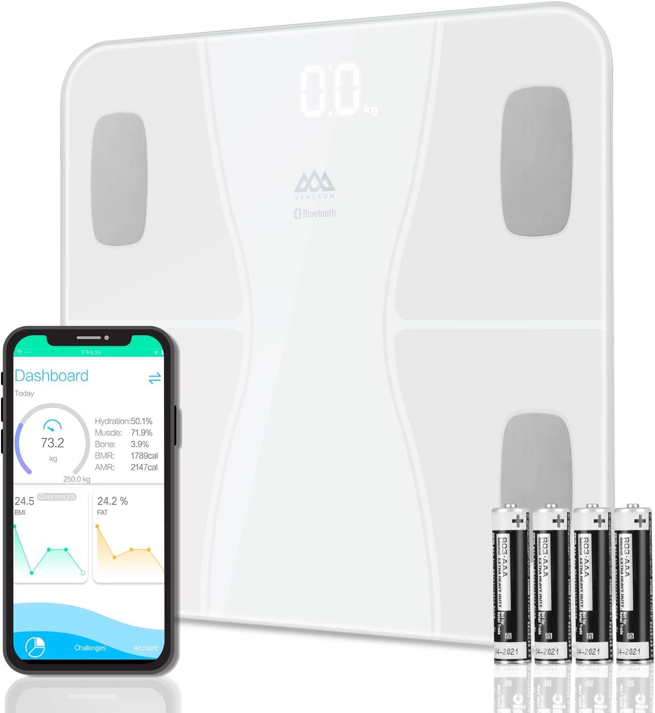 Smart Scales, Bathroom Bluetooth Digital Weighing Body Fat Scale Body Composition Monitor, Electronic BMI Scales for Weight Loss Fitness Tracking with APP