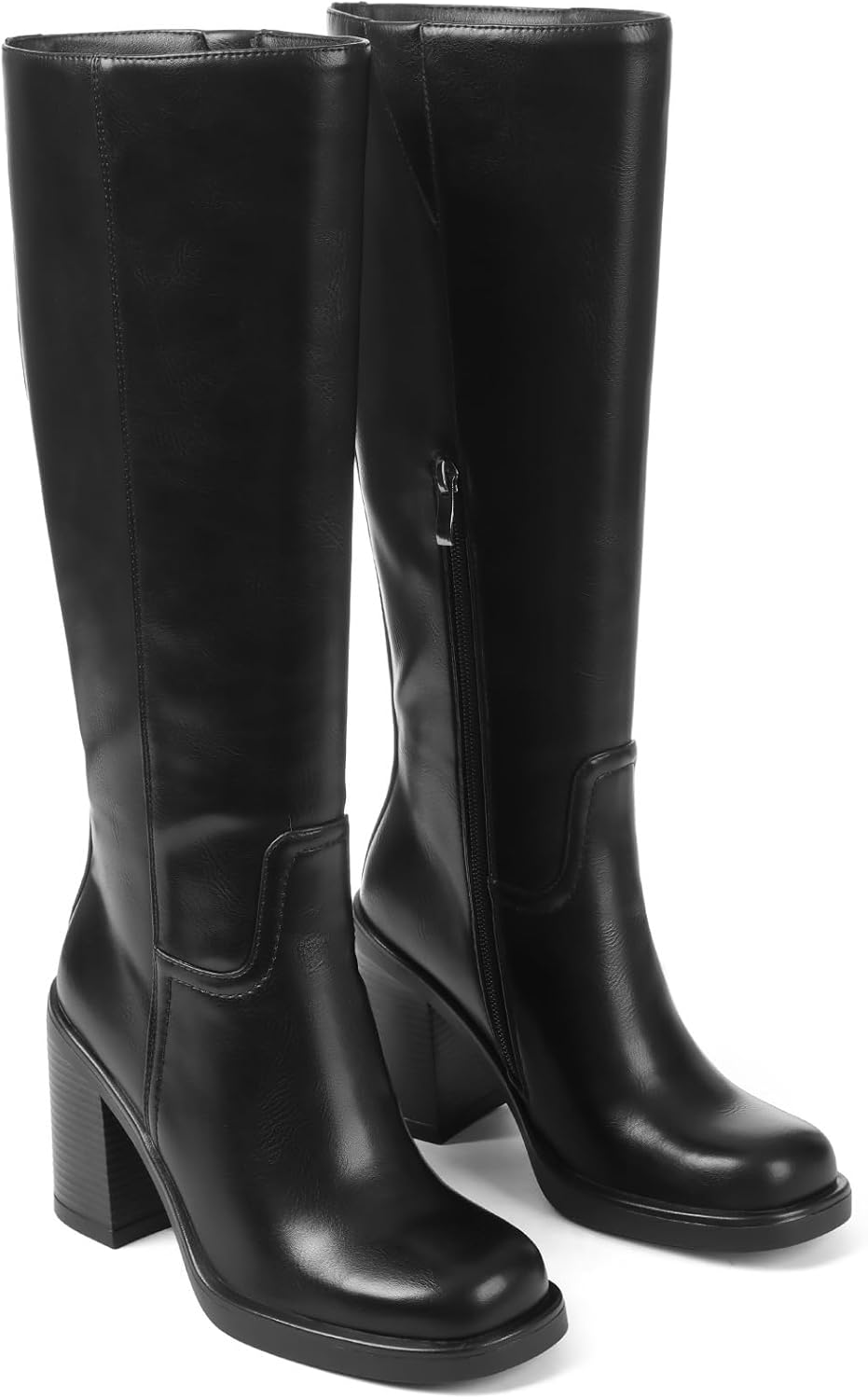 Uacllcau Knee High Boots Women Wide Calf Platform Boots for Women Square Toe Chunky Block Heeled Riding Tall Long Boot Comfortable Trendy - Image 7