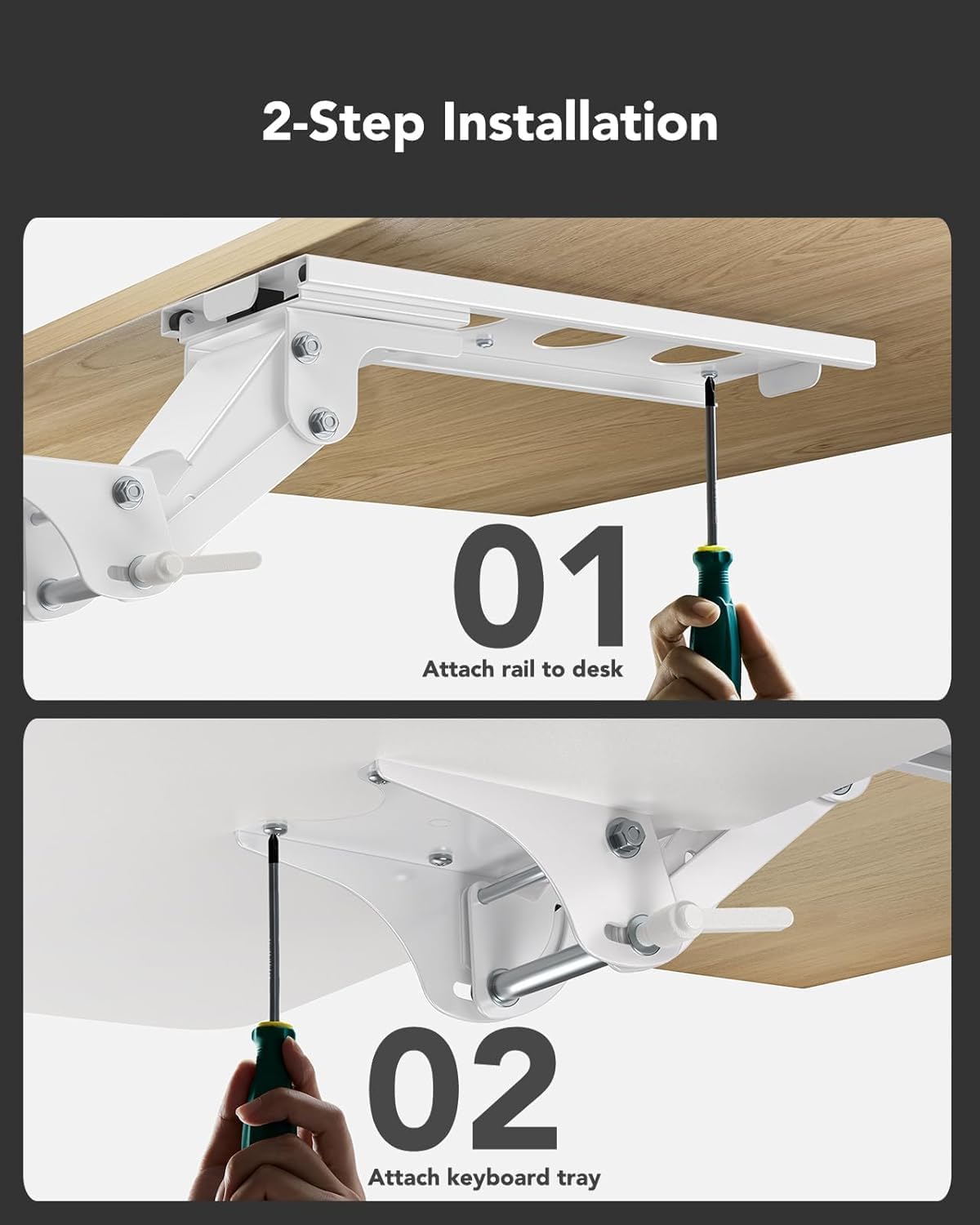 HUANUO Keyboard Tray Under Desk, 360 Adjustable Ergonomic Sliding Keyboard & Mouse Tray, Under Desk Keyboard Tray Slide Out, Keyboard Holder Under Desk for Typing in Home, Office Work, 25"W x 9.84"D