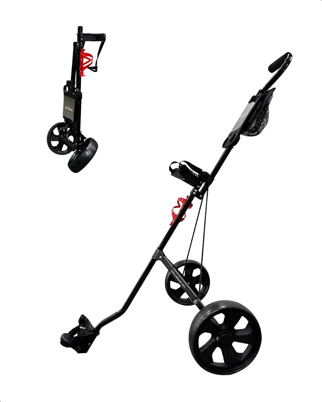 Caddytek CaddyLite 5.8 Carro de golf de lujo: carro de golf plegable liviano de 2 ruedas con diseño compacto, mango ergonómico, ruedas sin mantenimiento, almacenamiento de red de malla, portátil y apto para baúl