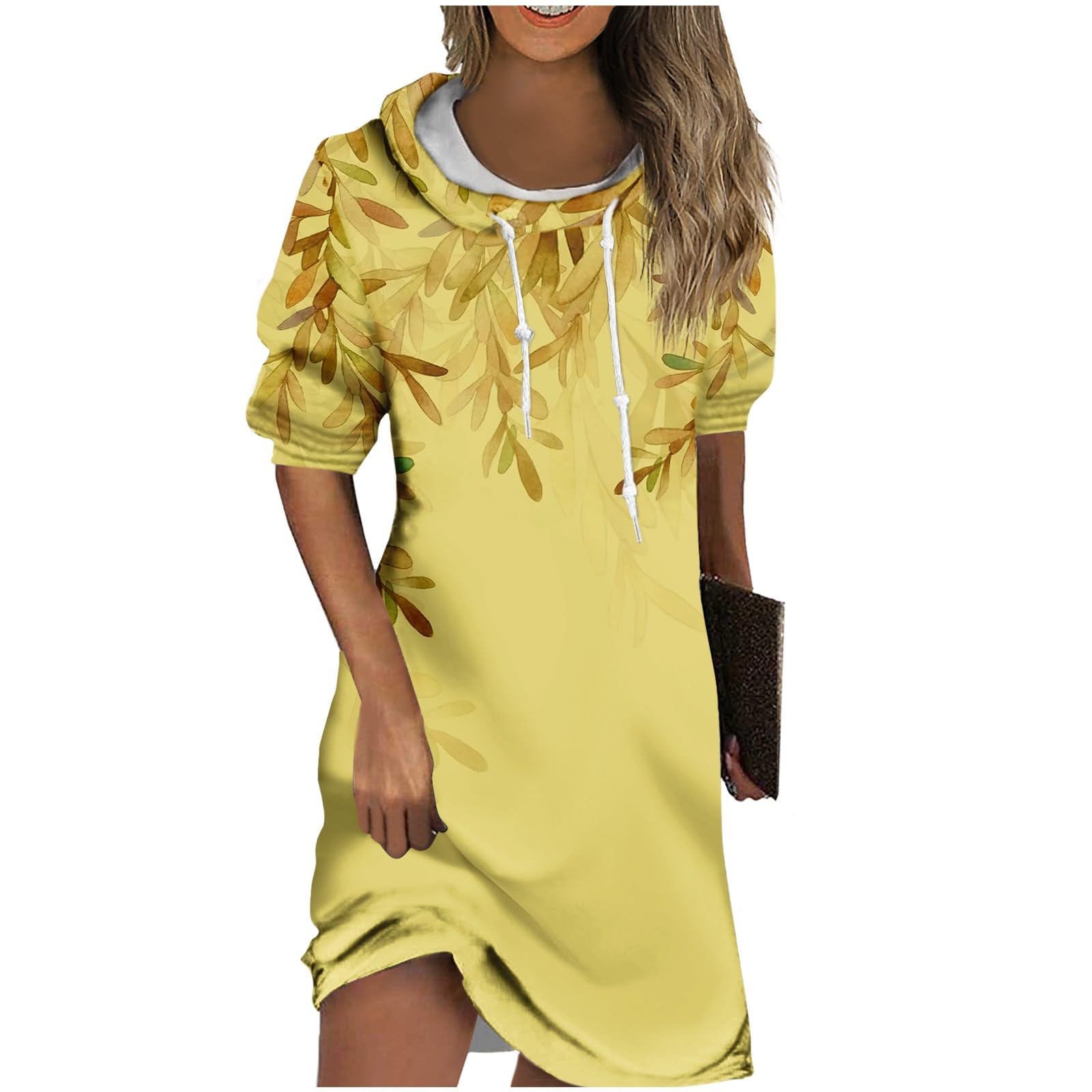 Women's Dresses Wedding Guest Dress Hoodie Sweatshirt Dresses Fall Retro Printing Pullover Sweater Outfits, S-3XL