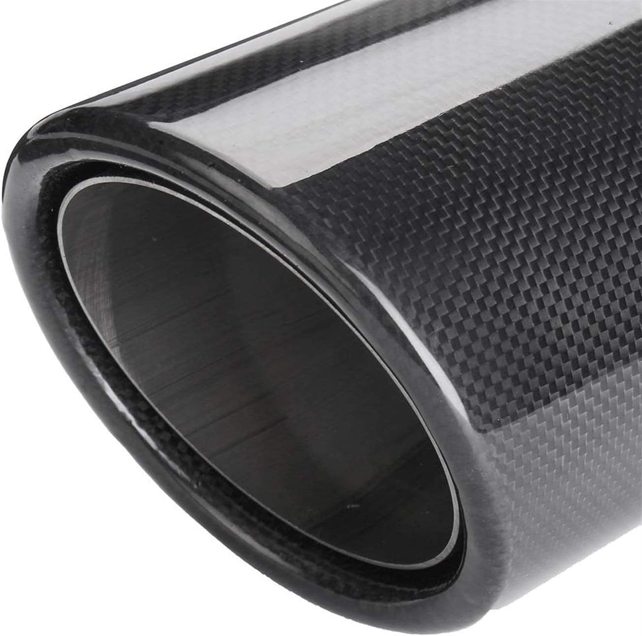 テールスロート ユニバーサルカーサイレンサー光沢のある炭素繊維の排気端のパイプマフラー2 "54mm - 114mm Out