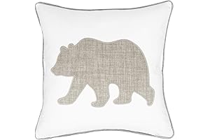 Eddie Bauer Animal Bear Embroidered Cotton Throw Pillow Covers (18" x 18")