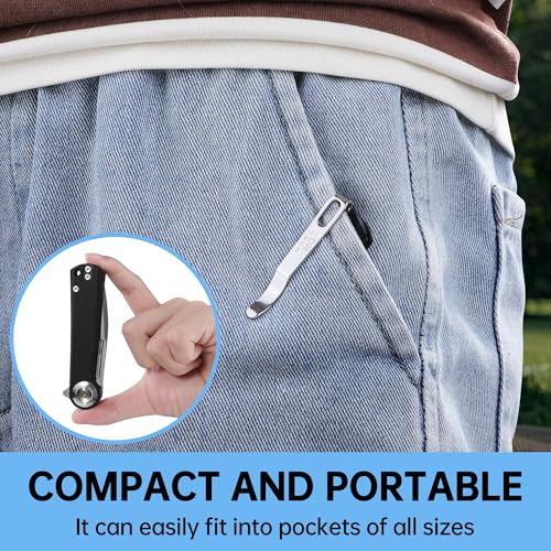 Pocket Knife: 3.15" Black Folding Knife with Button Lock, EDC Knives for men, D2 Steel Blade & G10 Handle – Easy Fold/Unlock with Pocket Clip for Camping, Hunting, Wilderness Survival & Gifting 267 - Image 7