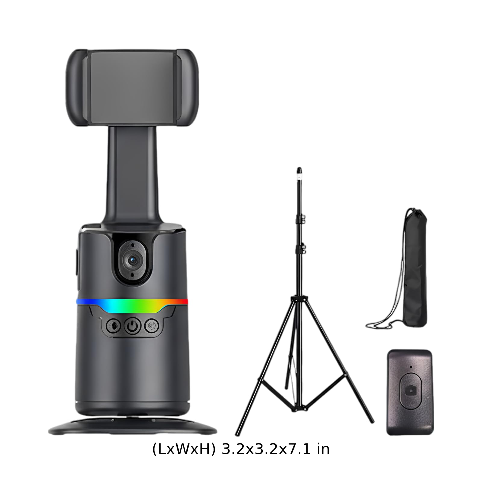 AI Smart Tracking Gimbal con telecomando wireless, rotazione a 360° Auto Face Tracking Phone Camera Treppiede Stand per Vlog Live Stream, Creazione di contenuti Social Media, 8,1 x 8,1 x 18 cm