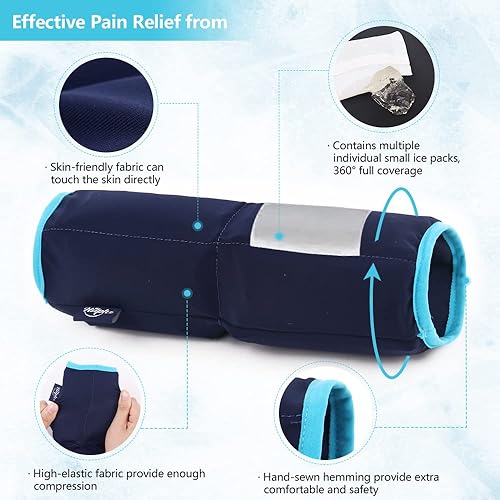Miniatura 3 de Hilph Bolsa de hielo para codo para tendinitis y codo de tenista, manga de hielo frío con gel reutilizable y terapia de frío de compresión para