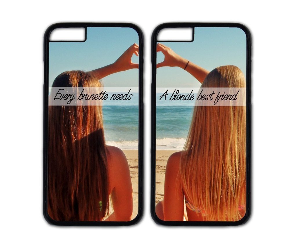 Best Friends Forever Couple Case,Every Brunette Needs A Blonde Best Friend Hard Protective TPU Gel Rubber Coated Cell Phone Cases Cover For Iphone 6 Plus 5.5"