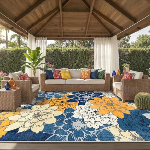 GENIMO Indoor Outdoor Area Rug 10'x14', Machine Washable Rugs for