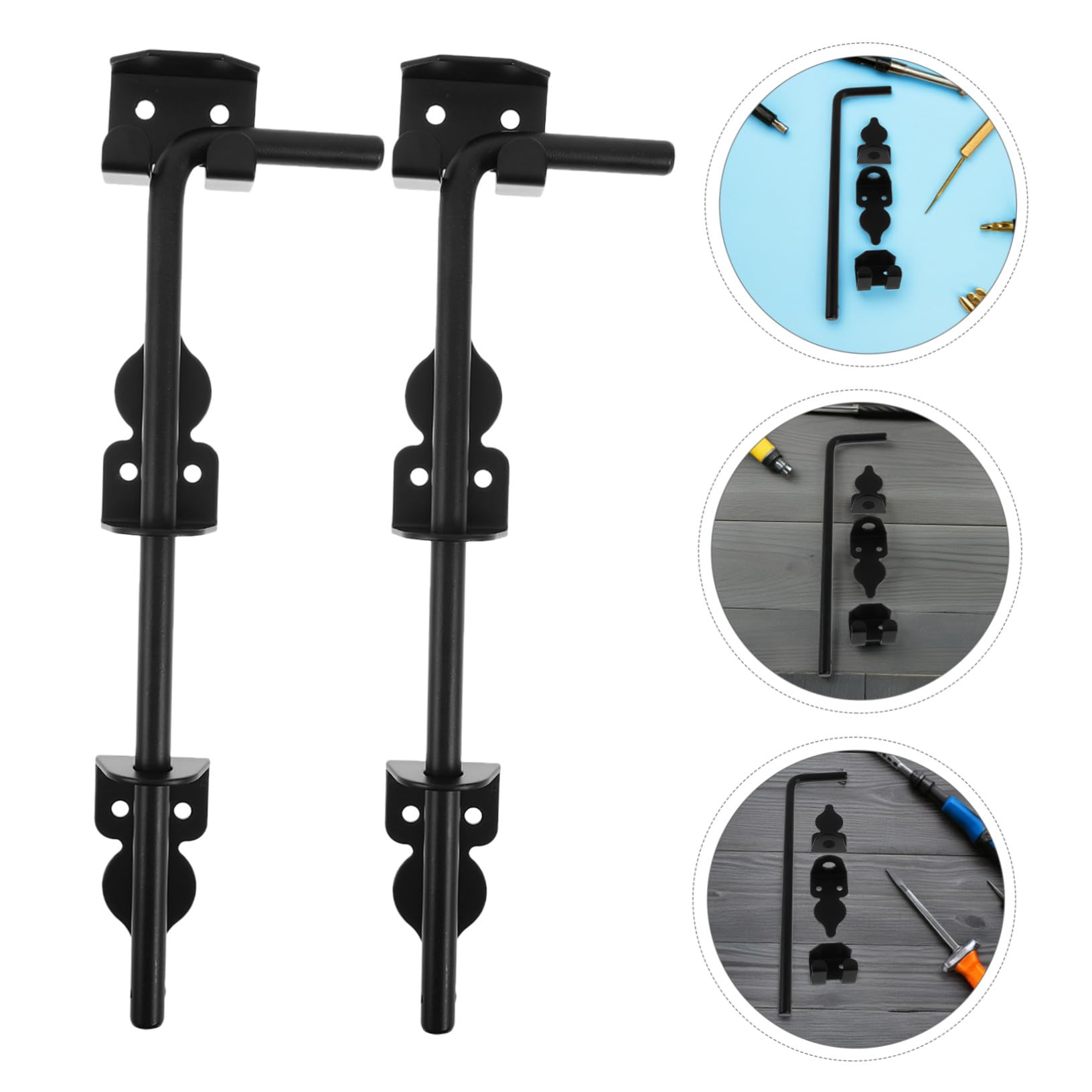 SHINEOFI 2 Piezas Pasador De Servicio Pesado Perno De Caña De Puerta De Madera Barra De Pestillo De Puerta Hardware De Madera Tapón De Tierra El Plastico Negro
