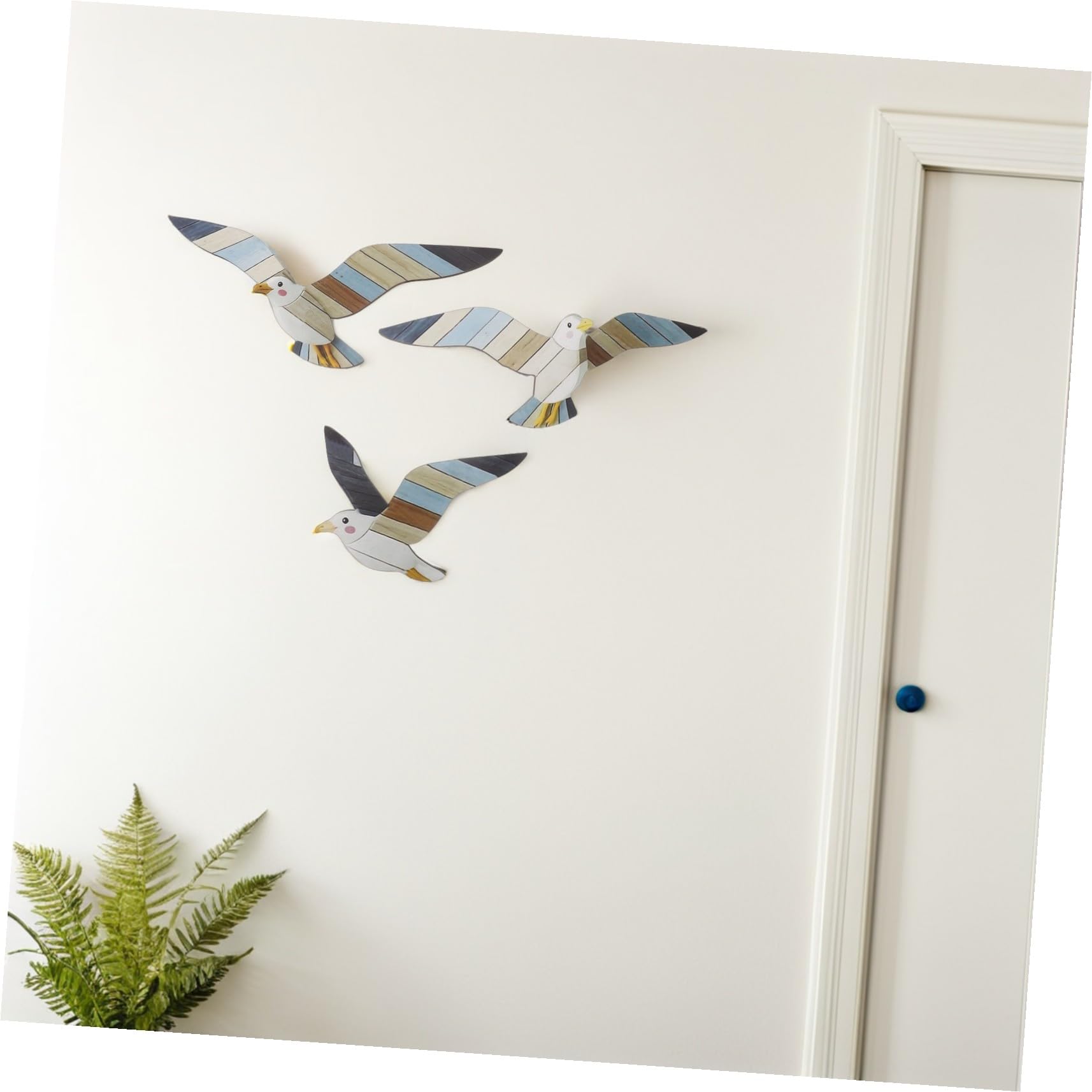 3 pezzi decorazione da parete in legno con gabbiani nautici, decorazione da parete marittima con sculture di gabbiani, struttura in legno naturale, decorazione adatta per soggiorno, bagno e