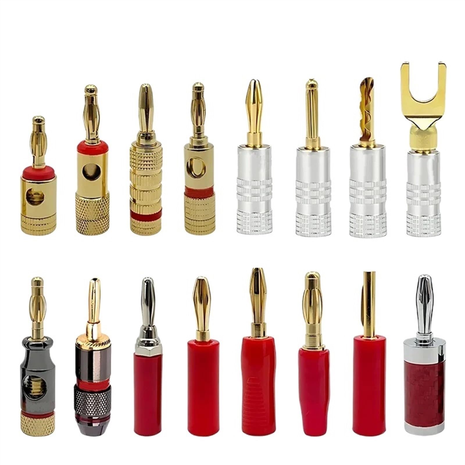 10/20 Pièces Connecteur Banane Son Musical 4MM Fiches Banane avec Prises Plaquées Or for Haut-parleurs et Vidéo(Ix20)
