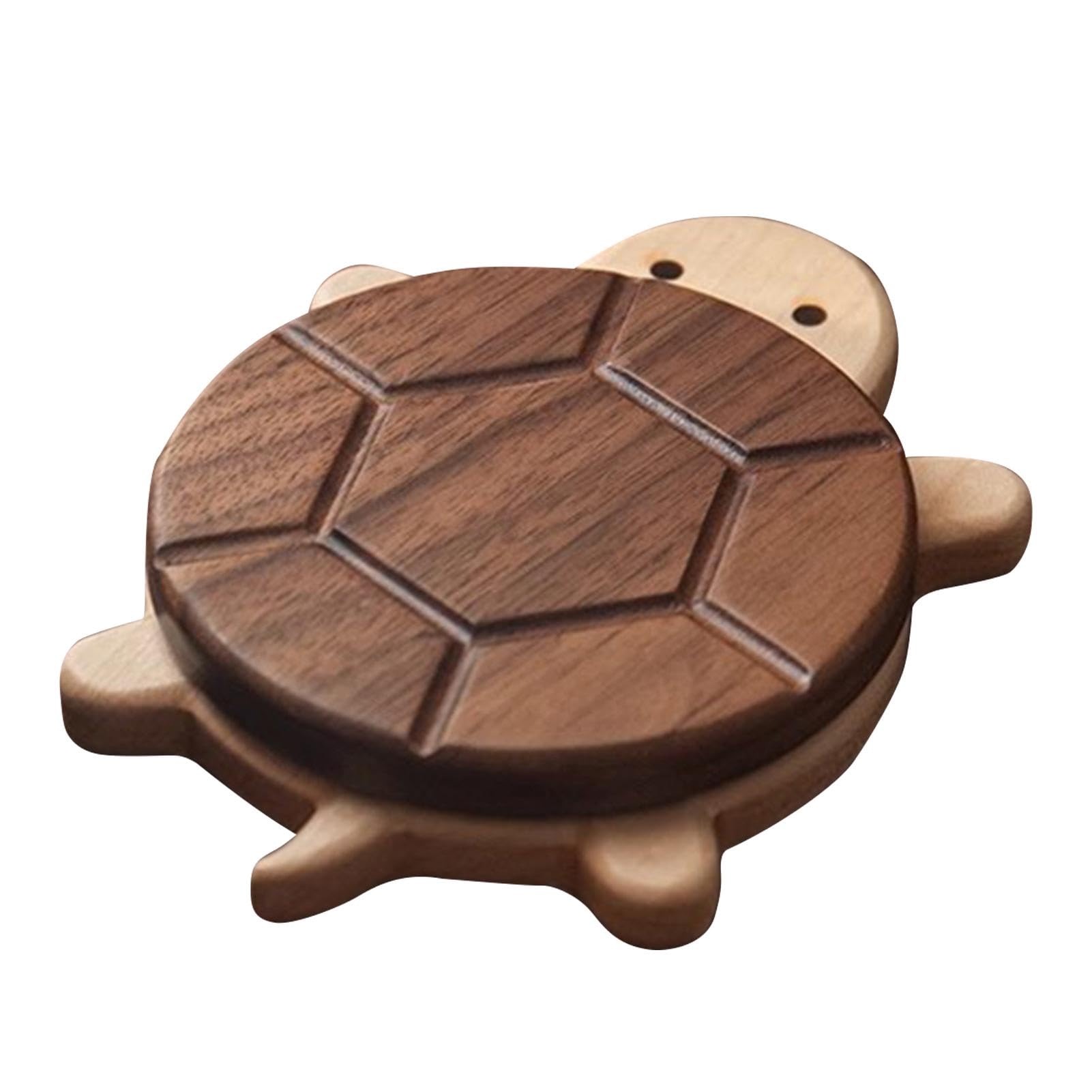 Turtle Coaster - Wood Tortoise Drink Coasters | Handmade Natural Cup Coasters | Cute Turtle Mug Coasters | Heat Resistant Cup Coasters | Funny Wooden Coaster Set | Tabletop Protection Mug Coasters
