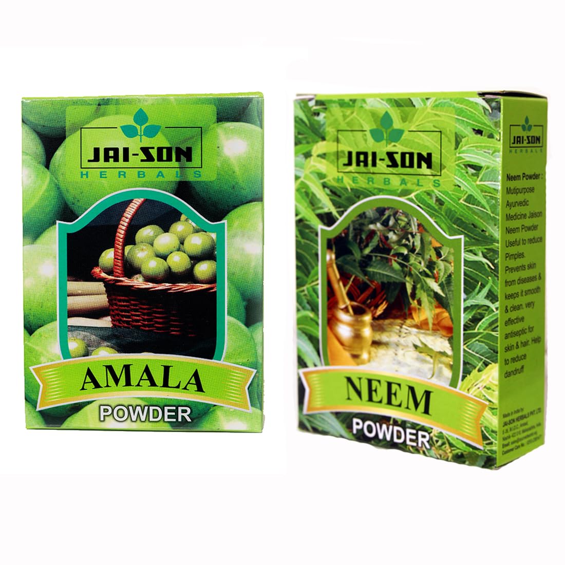 Jai-Son Herbals Neem + Amla Powder | Acne/Pimple/Skin Cleaning Face Pack & Hair Pack For Dry & Frizzy Hair | Natural Neem Powder for Face pack and Hair (100 Gram) Pack of 3 Each