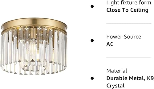 Miniatura 8 de COYILAP XDD006-3-G-M - Lámpara de techo de cristal de 12 pulgadas, lámpara de techo moderna para sala de estar, dormitorio, pasillo