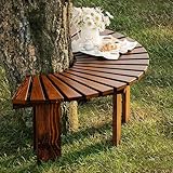 Wooden Garden Curved Bench, Half Round Outdoor Tree Bench, Wrap Around Park Backless Bench Outdoor Furniture, Garden Stool Patios Lawn Tree Chair Solid Wood Slatted Seat (1/2 Round)