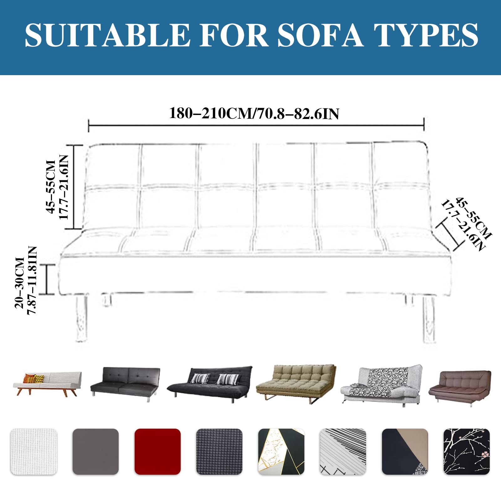 Jaotto Copridivano 2/3 Posti Senza Braccioli Elasticizzato, Fodere Copridivano Letto Antigraffio Resistente all'Acqua, Copridivano Clic Clac Jacquard Pieghevole Antiscivolo per Casa Soggiorno,Panna