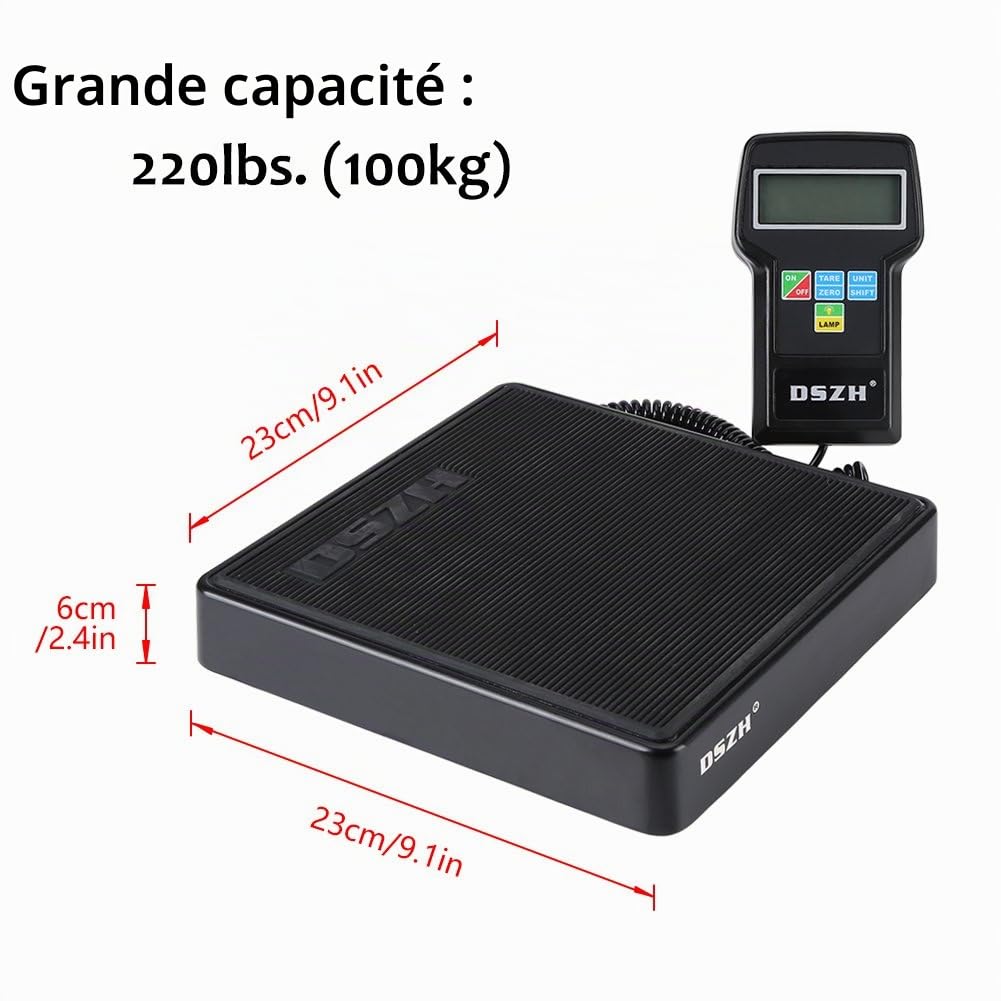 220lb/100kg Electronique Numérique Réfrigérant Chargement Poids Balance Balance de Réfrigérant Électronique Balance de réfrigérant numérique Échelle de poids de réfrigérant A/C