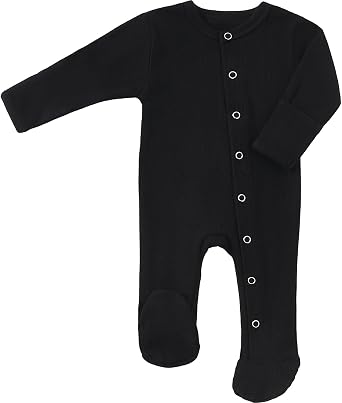 KISBINI Baby Footed Pajamas with Mitten Cuffs Unisex Cotton Snap-up Romper Jumpsuit Sleep and Play 0-12 Months Footies