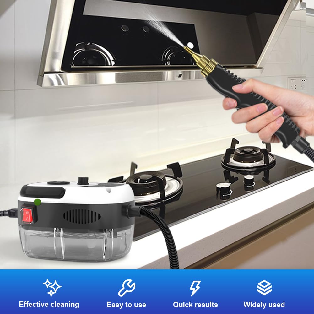 Steam Car Cleaner, 2025 Upgraded Portable Handheld Cleaner Steam, 2500W Pressurized Cleaner Steam with 3 Brush Heads, Quickly Generate High-Temperature Pressurized Steam, for Home Car Kitchen (White)