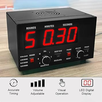 Classic Boxing Interval Timer, Professional Gym Interval Timer with LED Display, Portable Boxing Timer with Adjustable Sound & Stopwatch, Selectable Training Time & Cycle Repetitions(Green)