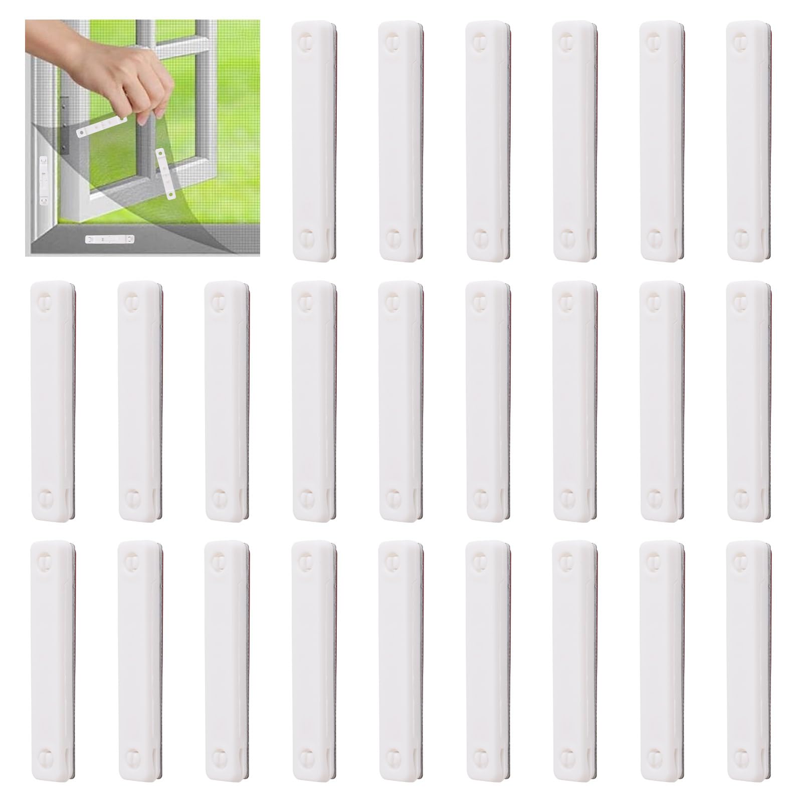 UFURMATE Magneti autoadesivi per finestre, 24 pezzi, zanzariere magnetiche, clip di fissaggio per finestra (bianco)
