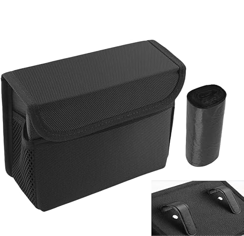 Upgraded Magnetic Car Trash Can with Lid & Mesh Pocket & 30PCS Garbage Bag