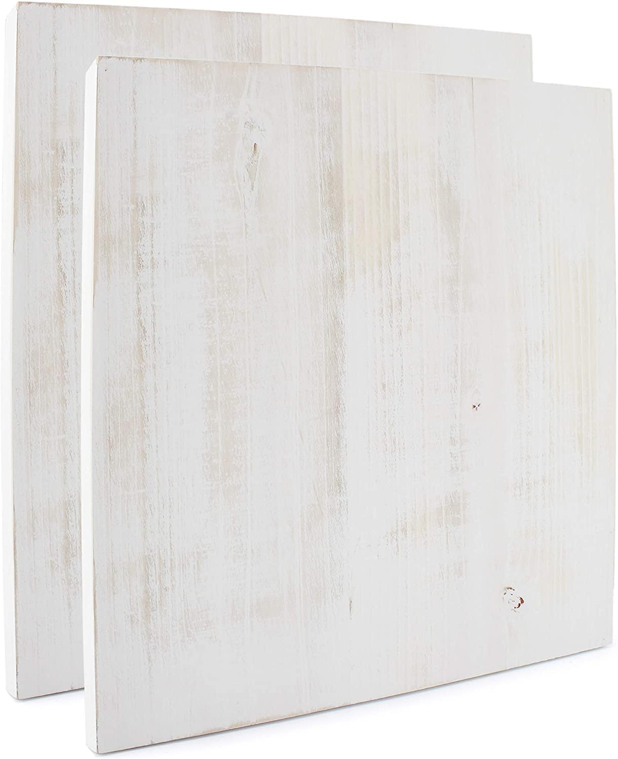 Darware Blank Wood Plaques (2-Pack, Whitewashed), White Wooden Signs for DIY Crafts 12x12 Inch