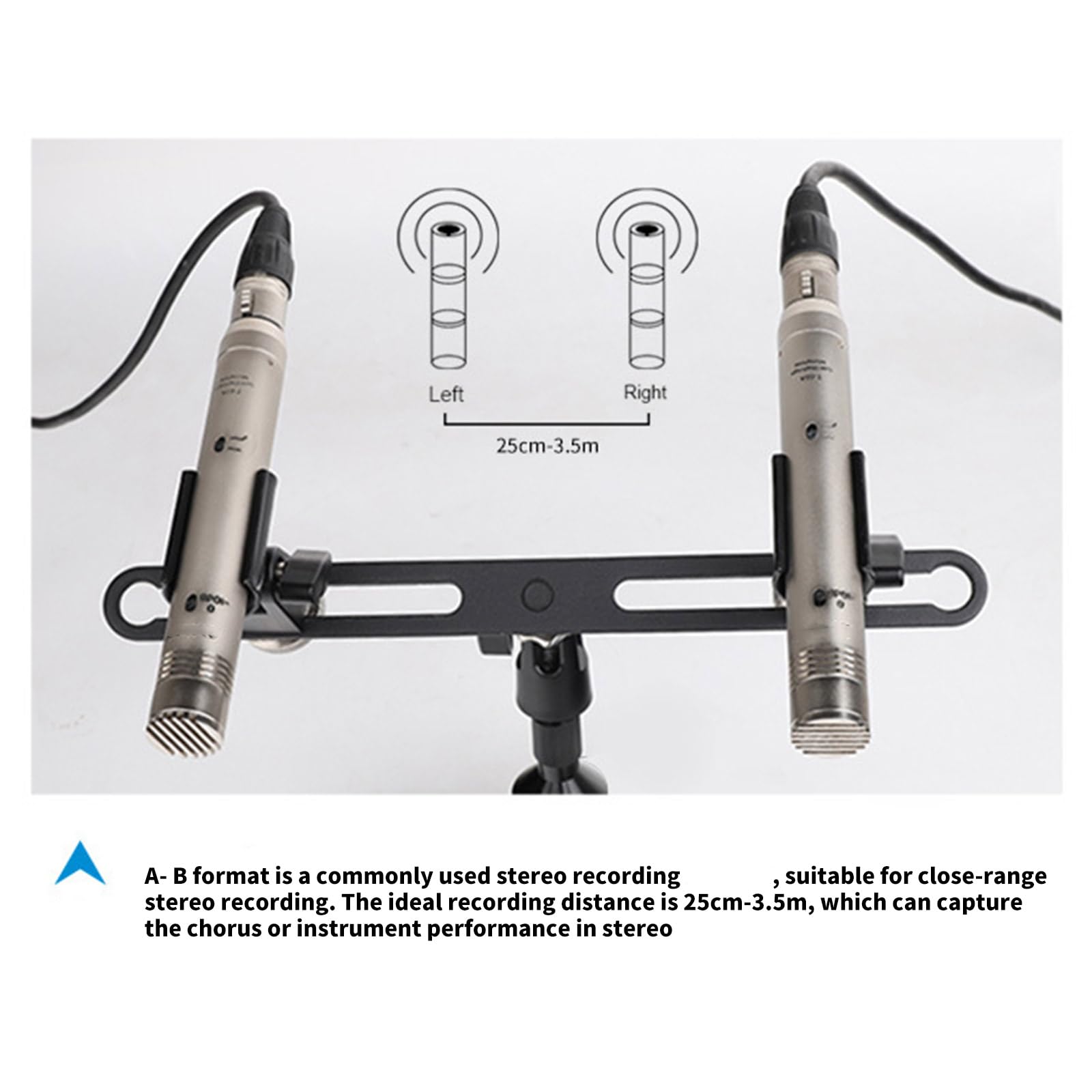 Supporto per braccio microfono regolabile Posizionamento stereo flessibile per interno/esterno professionale doppio microfono supporto in alluminio