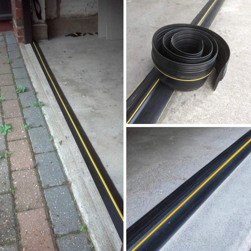 10Ft Weather Stripping Universal Garage Door Threshold Seal Strip, Garage Door Bottom Seal DIY Replacement with 10oz Glue Gel