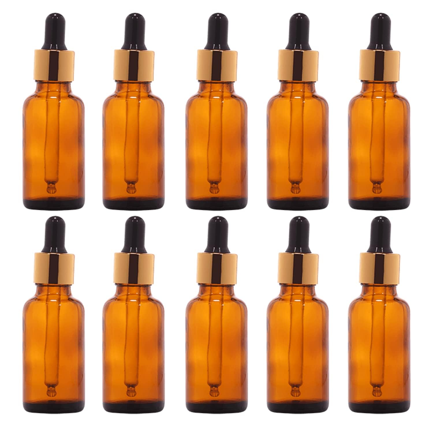 SHARRETS VITALAB's 30ml Amber Glass Dropper Bottles (Pack of 10) – Premium Reusable Bottles for Essential Oils, DIY Blends, Perfumes & Cosmetics – With Gold Ring, Black Silicone Teat & Glass Dropper-image-38