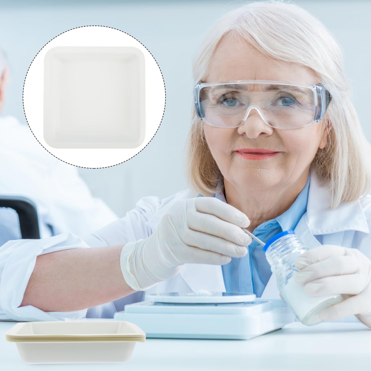 ibasenice 10stücke Kunststoff Wägeschiffchen Einweg Wägeschalen Für Labor Quadratisch Stapelbar Chemikalienbeständig Präzise Messung