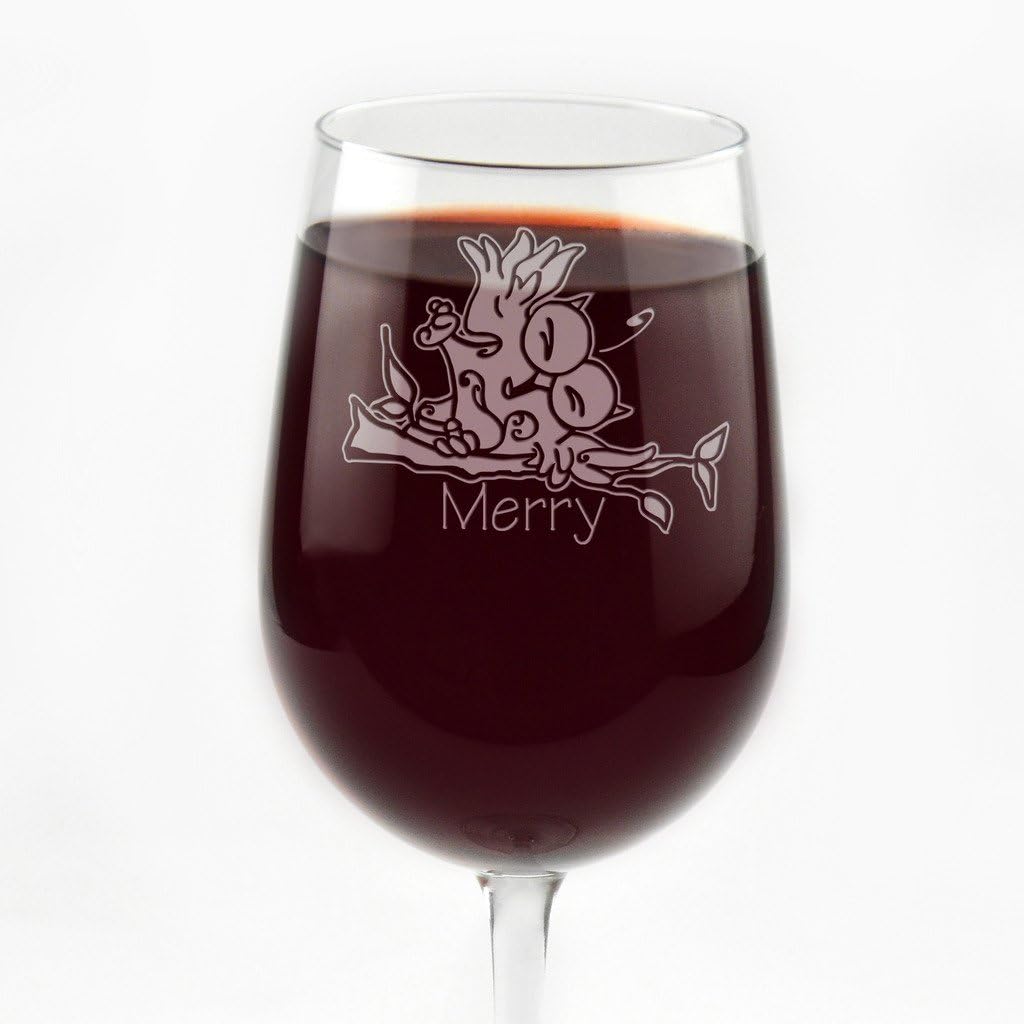 Engraved Tipsy Owl Wine Glass Set
