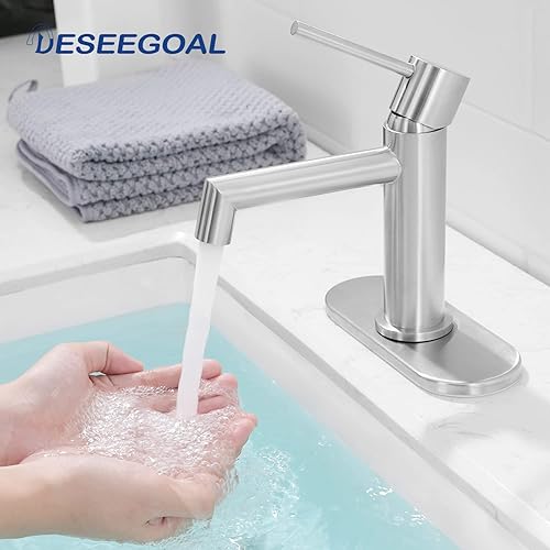 Miniatura 2 de Grifo de baño de una sola manija, grifo de lavabo de baño de acero inoxidable 304 de 1 agujero3 orificios, grifo para fregadero de baño, fregadero