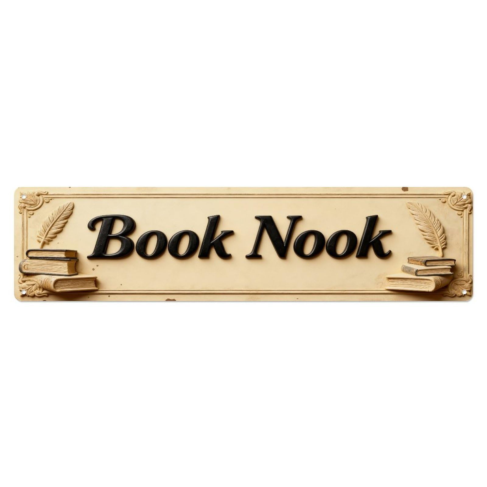 Book Nook Sign With Books Metal Tin Sign Plaque