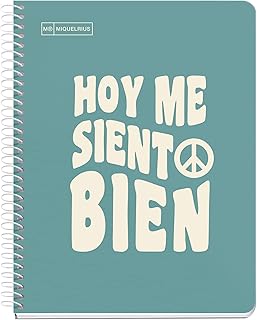 Miquelrius - Cuaderno A5, Notebook mensajes, 1 Franja de color, 100 Hojas de 90 g/m², Rayado horizontal de 7 mm, 2 Taladro...