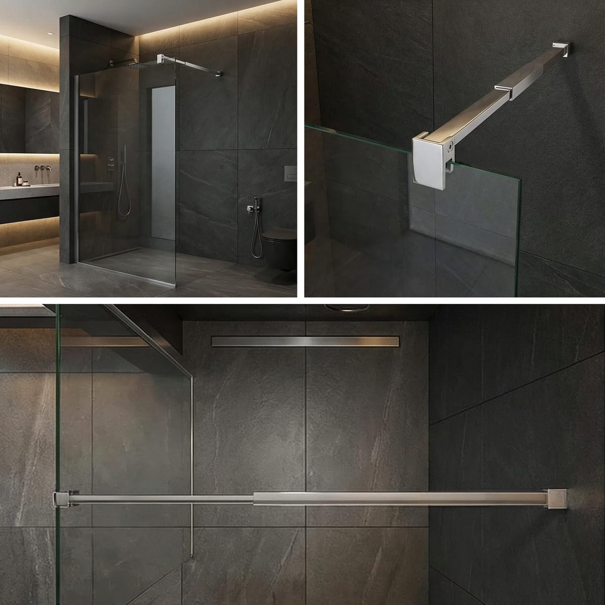 Aloni Stabilisierungsstange Wand für Duschglas und Duschwand 60-120 cm