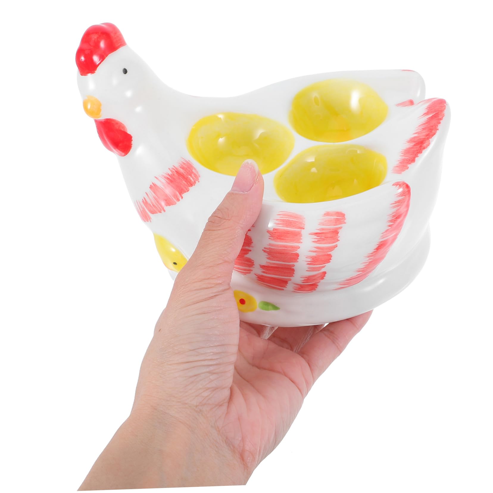 Alipis Support à Œufs Céramique Coquetier Forme De Poussin Emplacements pour Œufs Coque Et Ustensiles De Cuisine
