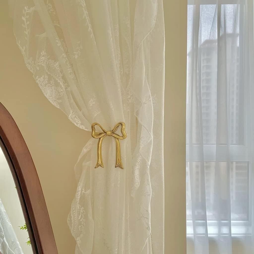 Curtain Hook Brass Ribbon Bow Curtain Holdbacks Curtain Tiebacks Drapery Hooks Wall Hooks for Curtains