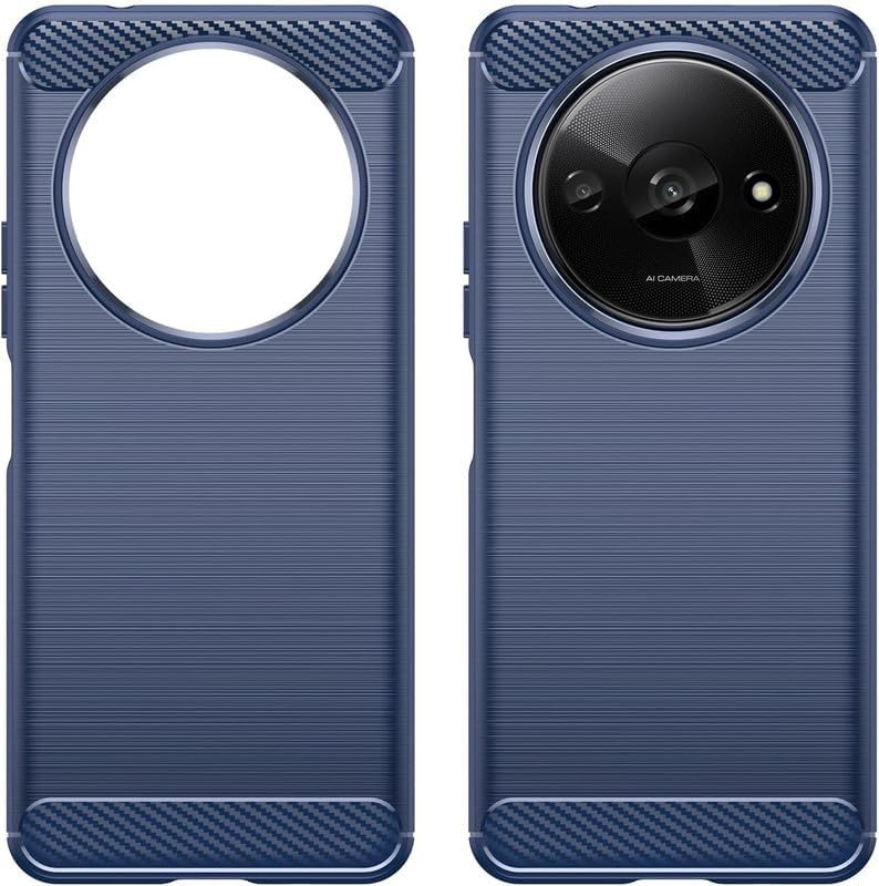 Image of NPRC Hybrid Ultra Slim Protective Case TPU Non-Slip Carbon Fiber Texture Shockproof Case Cover for Poco C61 - Blue