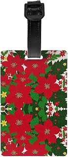 Personalized Cruise Tags Etag Resealable Christmas Red Flower Travel Id Bag Tag with Adjustable PVC Loop, Travel Id Labels for Women