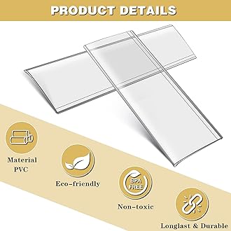 100-Pack 4" x 1" Shelf Tag Label Holders Adhesive Clear Shelf Tag Index Card Pockets Plastic Drawers File Cabinet Storage Bins Label Holder for Supermarket School Library Kitchen