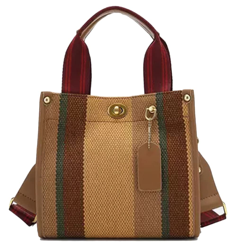 Tote Bag Hobo Bag for Women Canvas Shoulder Bag Chic Crossbody Bag Satchel Large Handbag Color Contrast Stripe