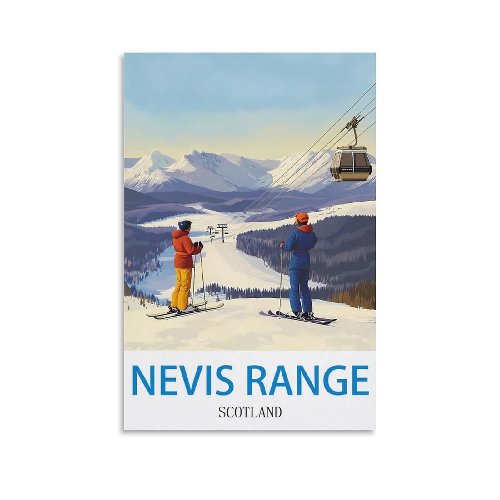 Wgmdoee Unframe-Style Nevis Range Scotland Vintage Travel Poster Ski 12X18inch(30X45cm) Canvas Poster Living Room Wall Art Home Decor