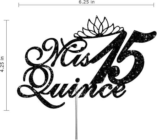 Miniatura 2 de Mis Quince 15 Quinceañera - Decoración para tartas con purpurina para quinceañera, ideas de decoración de fiesta de cumpleaños, decoración de alta