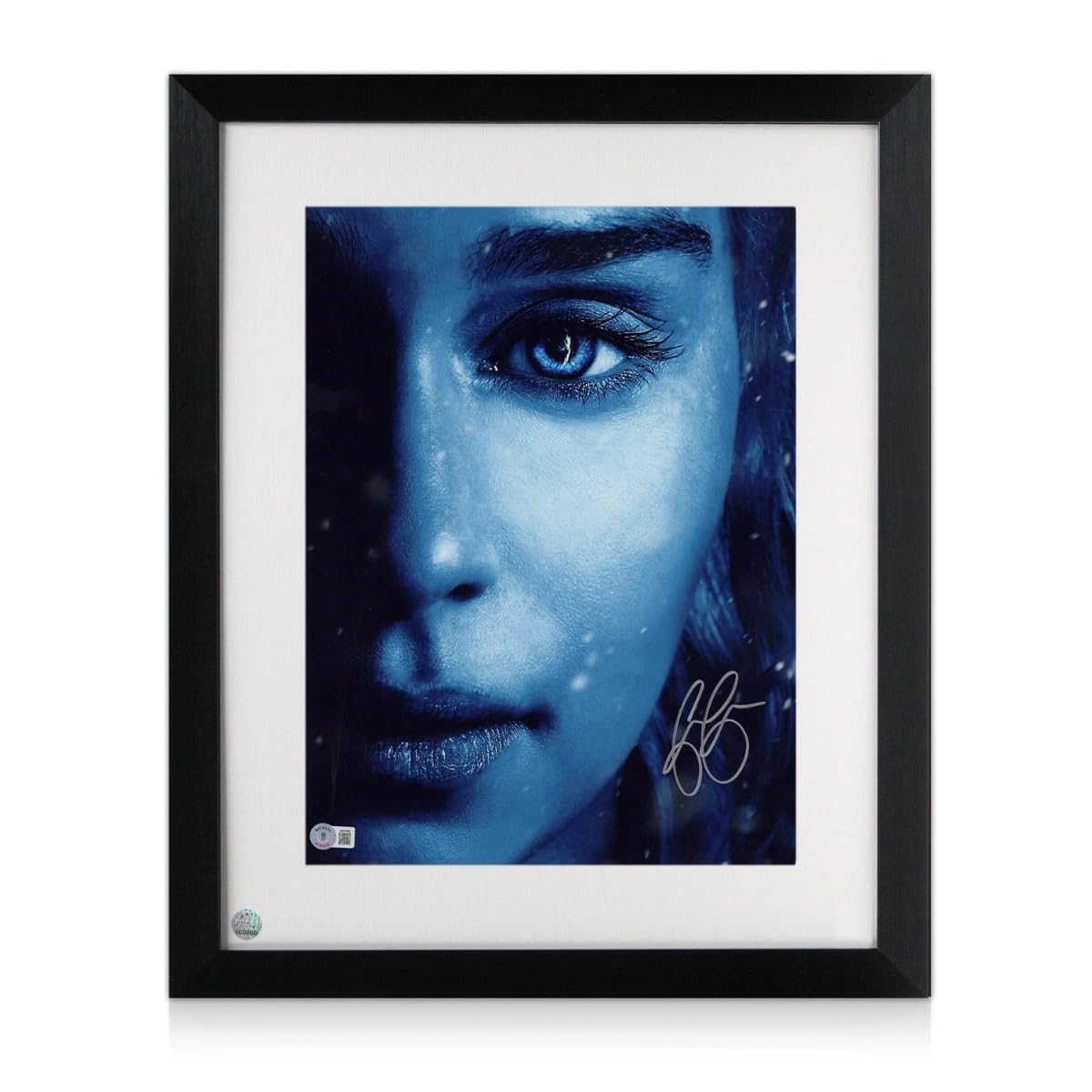 Emilia Clarke Signed Game of Thrones Poster. Framed