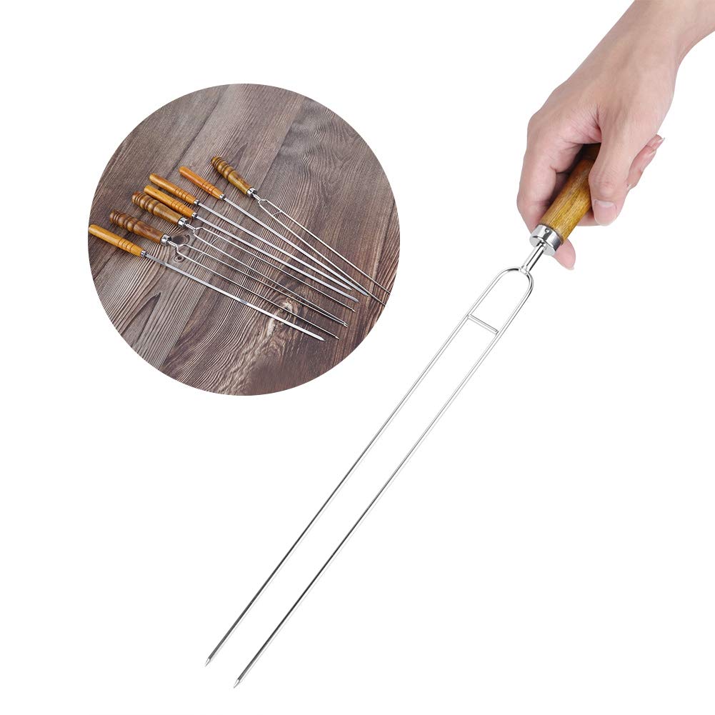 Juego de 7 Tenedores para Barbacoa, Tenedor para Cocinar Carne de Acero Inoxidable en Forma de U, Herramientas Portátiles para Barbacoa, Tenedores para Carne con Mango