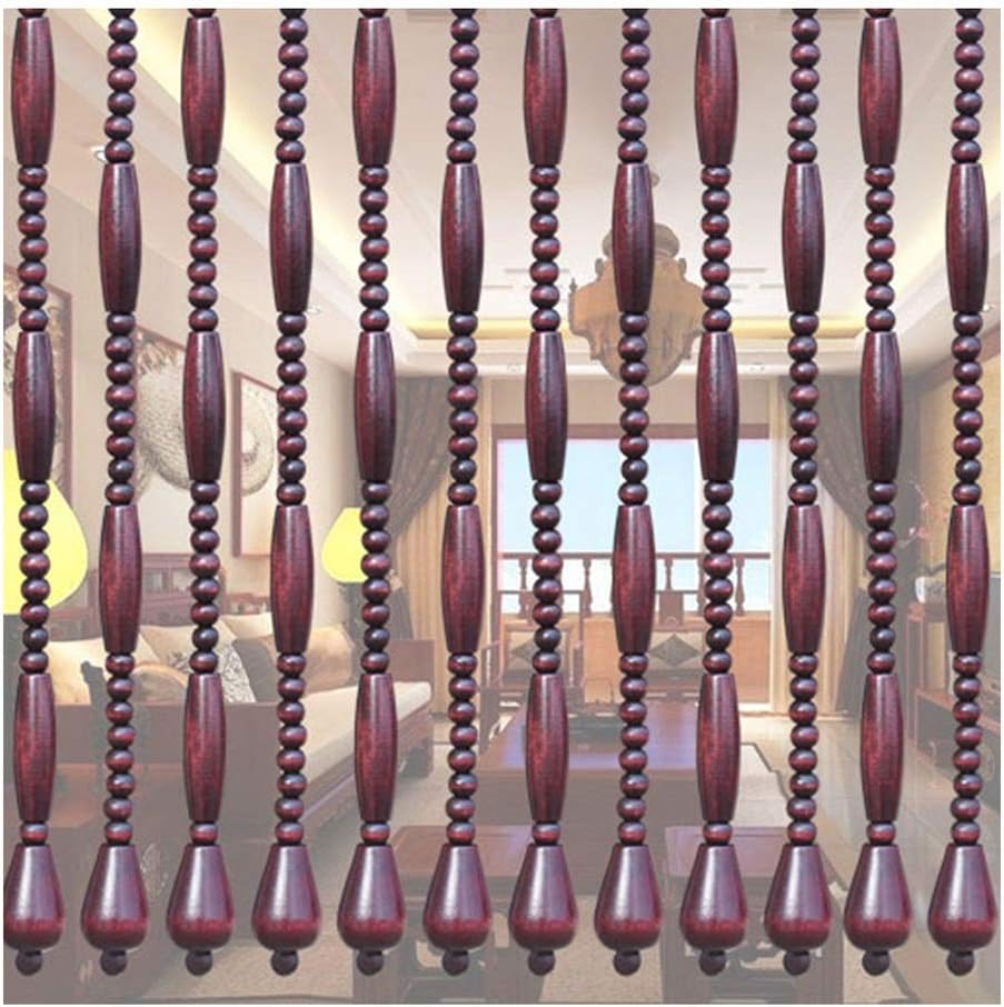 OKUOKA Beaded Door Curtains for Doorways Wood Bead String Curtain for Room Dividers -31 Strands Suitable for Entrance Restaurant Retro Décor -4 Colors (Color : A, Size : 1.0x1.76m)