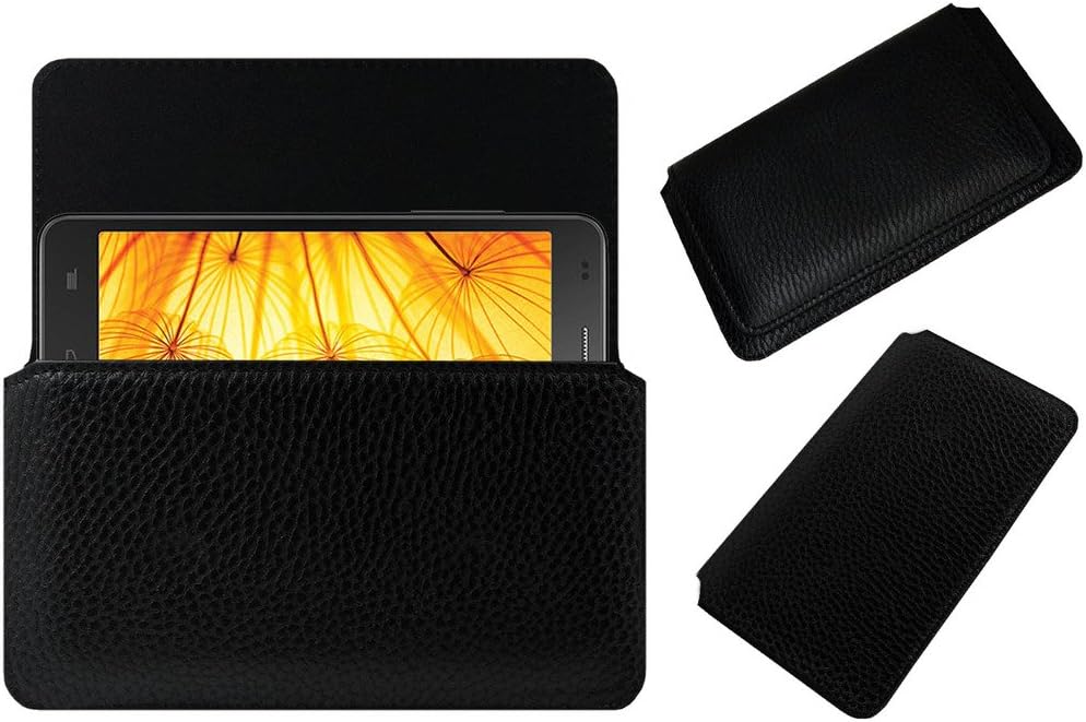 ACM Horizontal Leather Case Compatible with Intex Aqua Xtreme 2 Mobile Cover Carry Pouch Holder Black