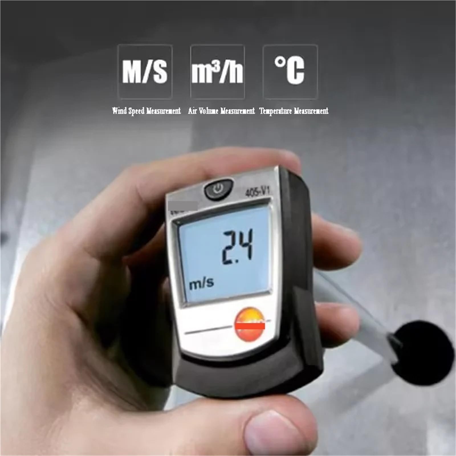 Anemómetro térmico 405-V1 con soporte de conducto Mini medidor Digital de temperatura de velocidad de volumen de flujo de aire/viento de alta precisión