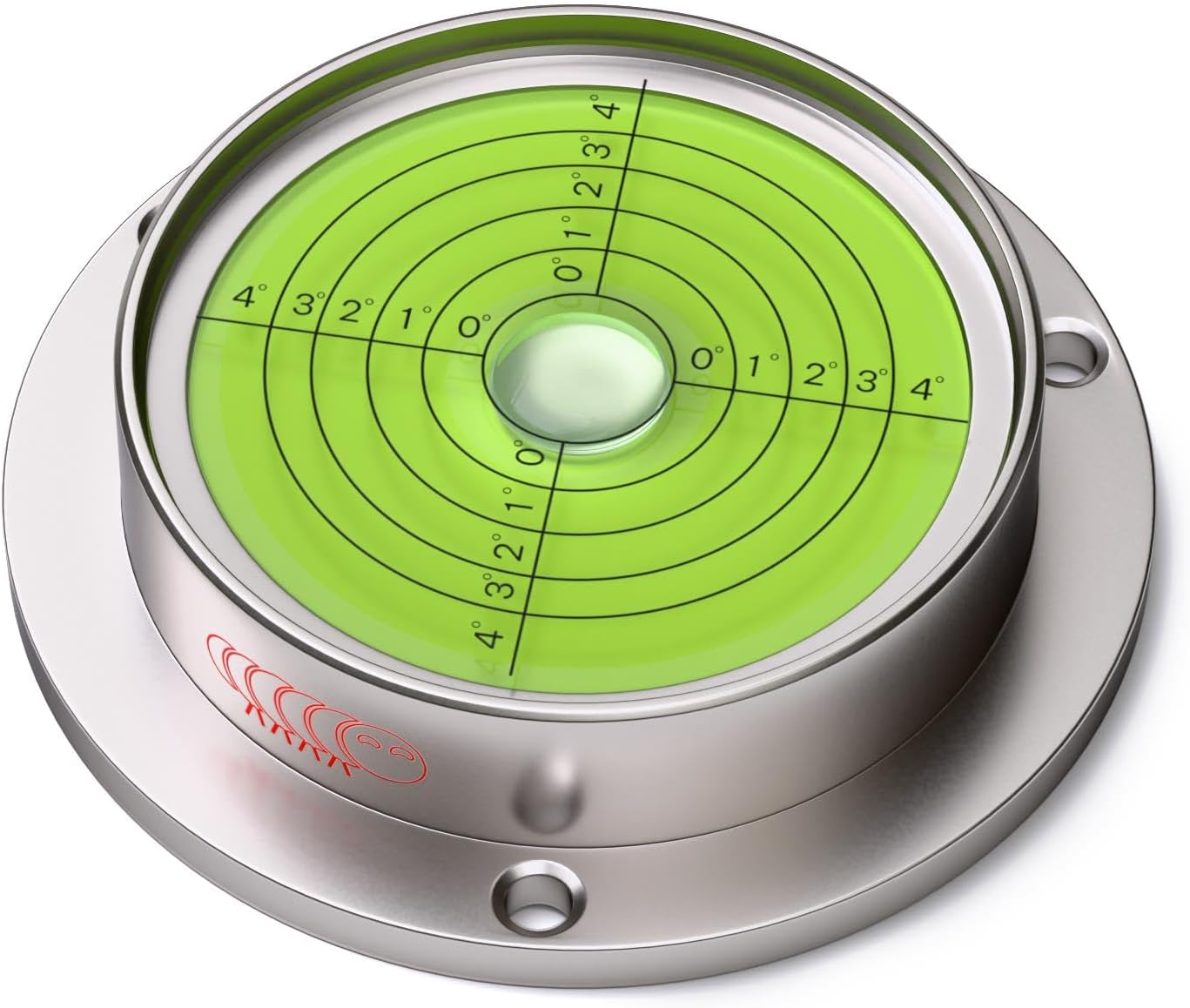 Large Flanged Metal Circular Angle Spirit Bubble Degree Level (Green aqueous) 71mm Diameter with Degree Marking, (2 51/64 in)